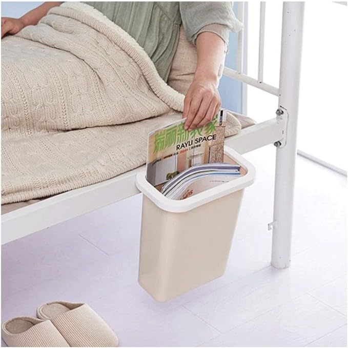 Trash Cans Hanging Waste Bin Under Kitchen Sink,Plastic Dustbins Over Cabinet Door with Top Ring to Fix Garbage Bag Outdoors and Home (Color : White)