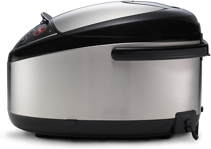 Tiger JAX-T18U-K 10-Cup (Uncooked) Micom Rice Cooker with Food Steamer & Slow Cooker, Stainless Steel Black