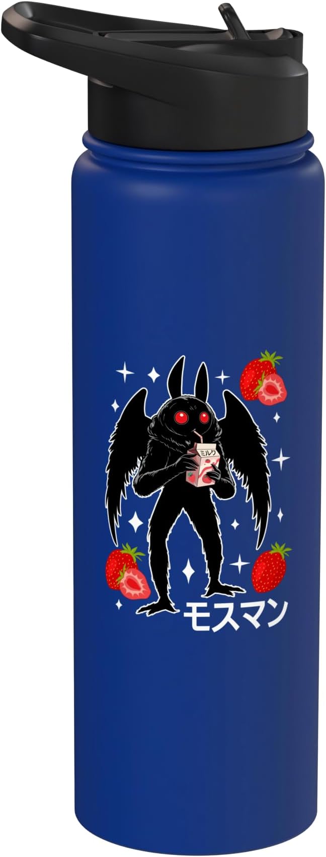Mothman Kawaii Strawberry Milk Shake Carton Stainless Steel Insulated Water Bottle