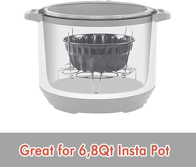 Webake 7 Inch Fluted Tube Pan Non-stick, Heavy Duty Carbon Steel Kugelhopf Cake Baking Mold for 6QT 8QT Insta Pot