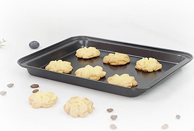 2 Pcs Cookie Baking Sheet, 9.5 Inch x 7 Inch Square Iron Plate with Nonstick Coating for Baking Cookie, Roast Meat, Baking Cake, Bread and other Foods (2)