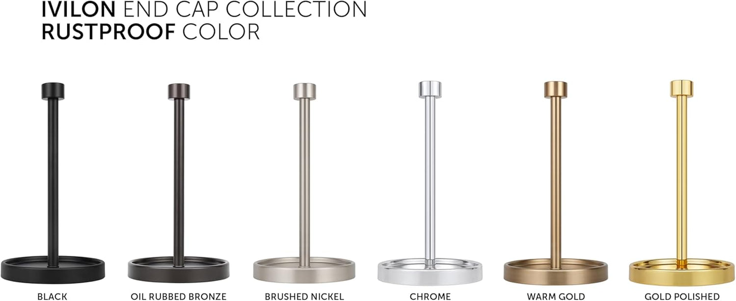 Ivilon Countertop Paper Towel Holder - Modern End Cap Minimalist Design - Color Brushed Nickel