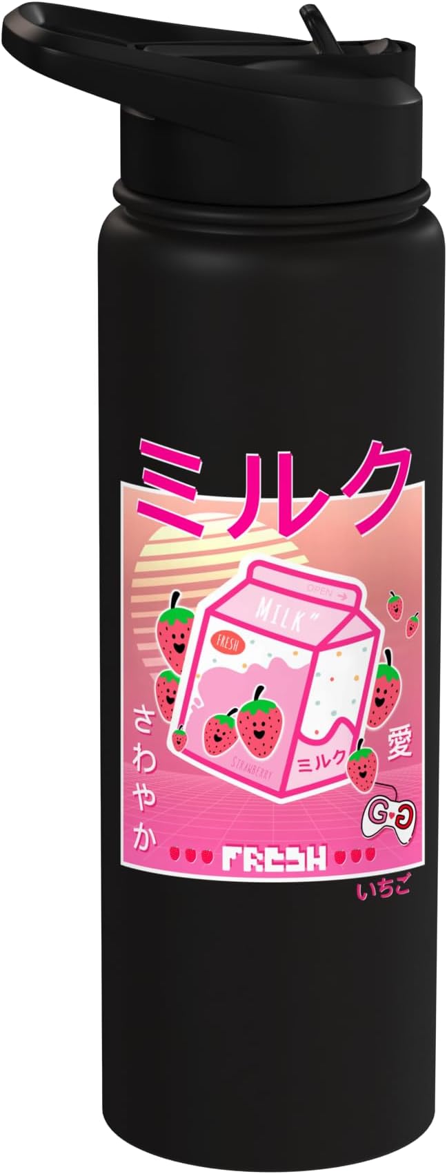 Strawberry Milk Carton Kawaii Pink Aesthetic Otaku Japanese Stainless Steel Insulated Water Bottle