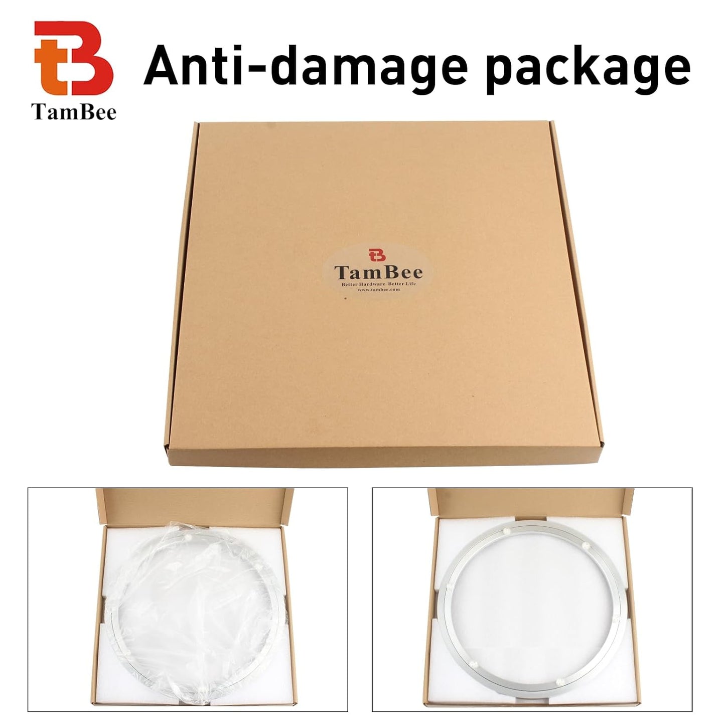 TamBee 14 Inch Mute Lazy Susan Bearing Heavy Duty Aluminum Lazy Susan Hardware Kit Rotating Ring Mechanism for Dining Tables, DIY Projects(Base Only)