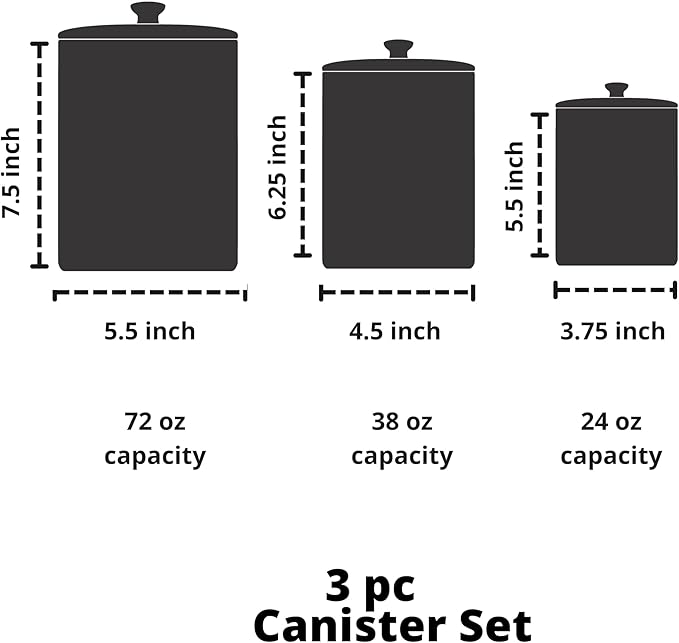 10 Strawberry Street Embossed Ceramic Kitchen Canister Set, Set of 3, Hampton White