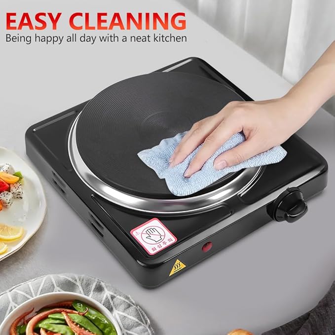 Electric Countertop Burner, Single Burner, 1000W Induction Cooktop, Portable Electric Hot Plate, 5 Level Adjustable Temperature Control Cooking Ranges for Home Dorm Camping Cooking