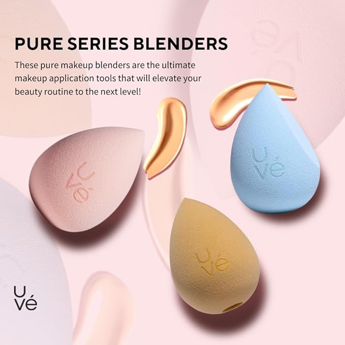 PURE Teardrop Makeup Blender Sponge, Streak Free Application of Liquid, Powder & Cream Foundation, Professional Complexion Blending Tool, Cruelty Free, Vegan, Latex Free