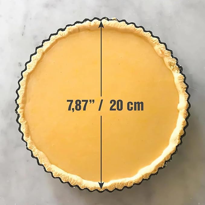 Deep Dish Quiche Lorraine Pie Pan - 7.87 inch Tart Pans with Removable Bottoms - Apple Pie Pan - 7.87 inch Tarte Tatin Pan - Deep Dish Pie Crust - Quiche Baking Dish