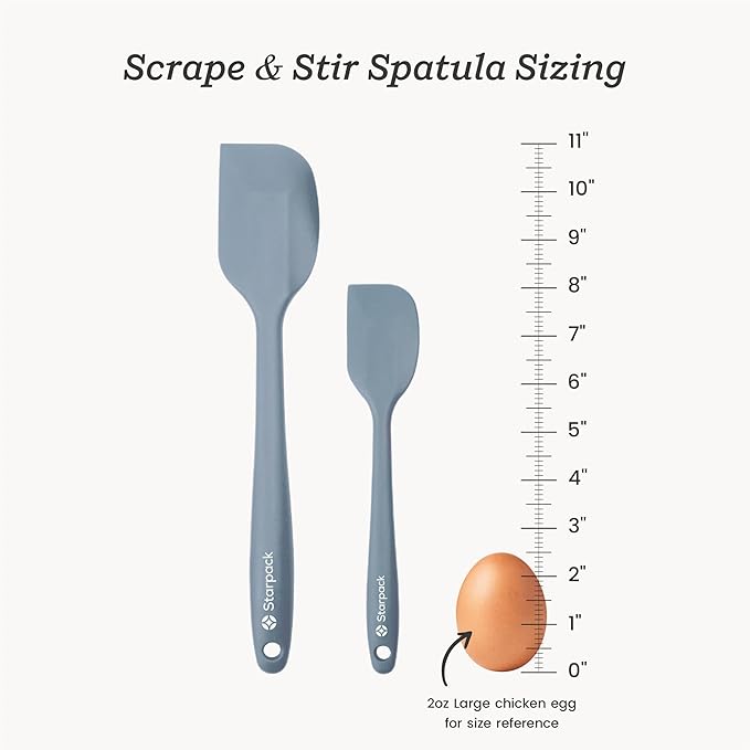 Starpack 'Scrape & Stir' Silicone Spatula Set (2 Pcs) - Heat Resistant Spatulas Set 600°F - Food Grade Kitchen Spatulas - LFGB Grade Nonstick Baking and Cooking Rubber Spatula Set