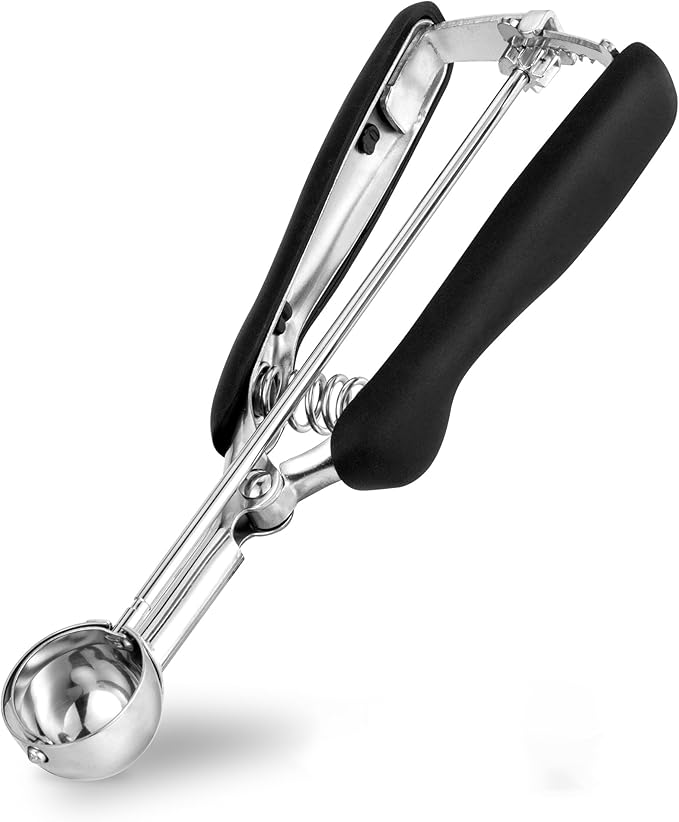 Small Cookie Scoop 2 tsp for Baking, Professional Stainless Steel Mini Ice Cream Scoop 30mm, Cookie Dough Scooper Meatball Scoop, Good Soft Grips, Quick Trigger Release, 10ml (2 Teaspoon)