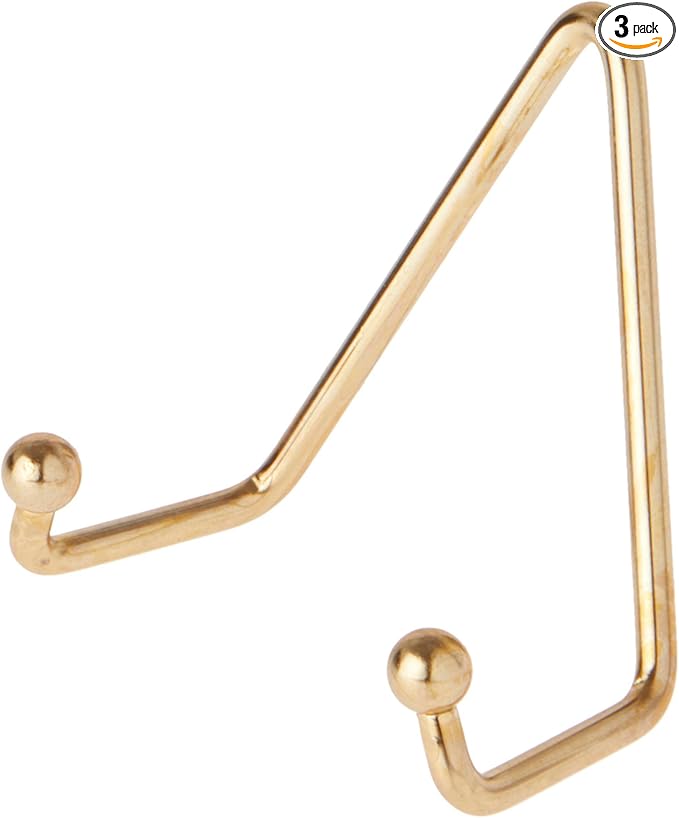 Bard's Shiny Gold-toned Wall Mountable Plate Hanger, 3.5" H x 3.25" W x 1.75" D (For Plates 3.5" - 5"), Pack of 3