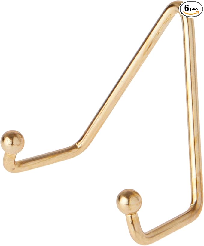 Bard's Shiny Gold-toned Wall Mountable Plate Hanger, 3.5" H x 3.25" W x 1.75" D (For Plates 3.5" - 5"), Pack of 6