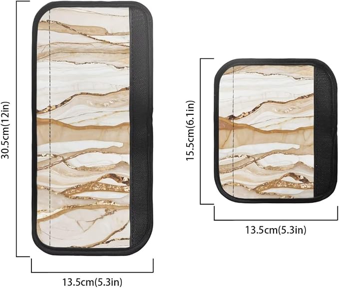 Fridge Door Handle Covers Set of 6 Kitchen Appliance Decor Handles Glove Anti-Slip Protectors Washable Fabric Refrigerator Decor Accessories, Beige Gold Marble