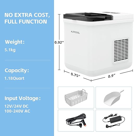 Alpicool Countertop Bullet Ice Maker, Ice Machine 9 Cubes in 8 Mins, 24Lbs/24H, Portable Ice Maker with Basket and Scoop for Home/Party/RV/Camping