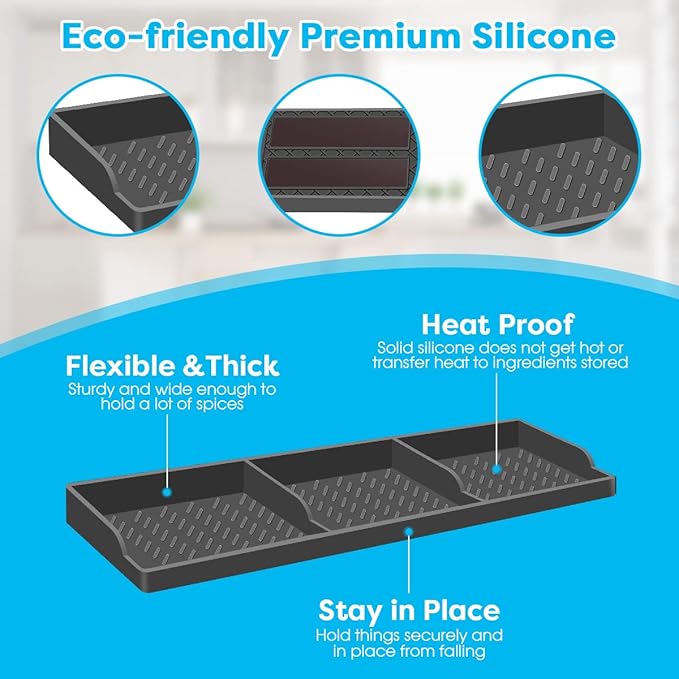 Hydream Stove Top for Shelf Silicone,30 Inch Magnetic Over the Stove Spice Rack of Shelf,Kitchen Organizer Magnet Above Stovetop Flat Back of Stove Storage Suctioned-Dark Grey