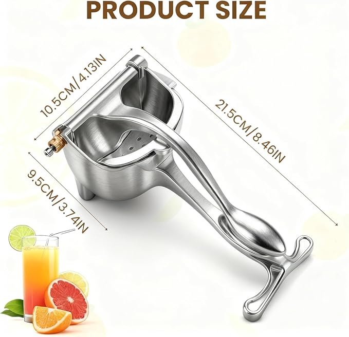 Hand Juicer Squeezer, Aluminum Alloy Fresh Fruit Juice Extractor, Fruit Juice Handheld Press Squeezer with Seed Filter, Heavy Duty Manual Hand Press Juicer for Orange Pomegranates Apple Lemon Lime (1)