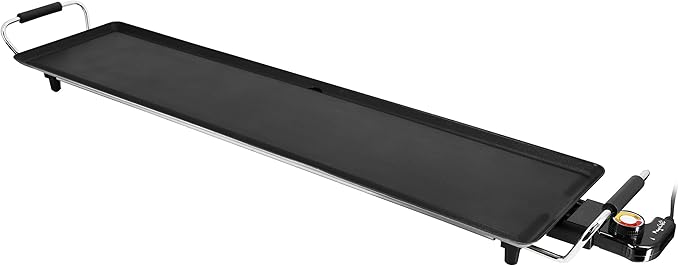 MegaChef Extra Long Electric Grill with Removable Drip Tray, Non-Stick Coating & Adjustable Temperature Control, Versatile Small Kitchen Appliance (35 Inch Grill)
