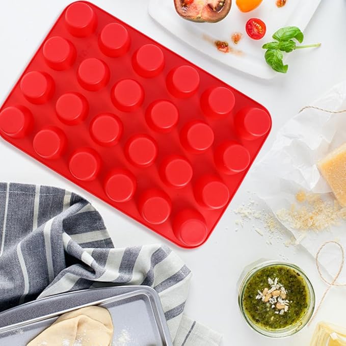 2 Pack 24 Cups Food Grade Silicone Muffin Pan Non-Sticky Silicone Muffin Pan Dishwasher Safe, Muffin Molders Baking Pan for Making Muffin Cakes, Fat Bombs, Tart, Bread