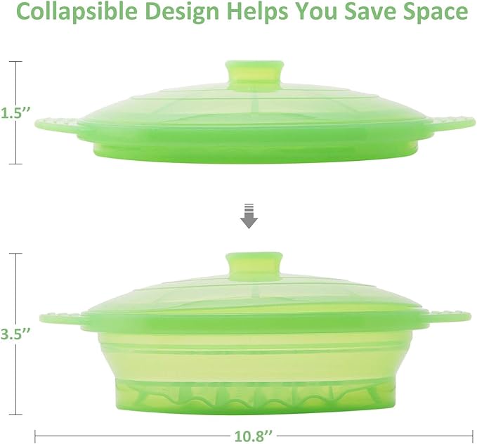 Microwave Steamer Cooker Collapsible Bowl-Silicone Steamer Cookware with Handle Lid for Vegetables Fish Prep Meal Food with Removable Rack BPA Free, Easy to Store, Freezer & Dishwasher Safe, Large