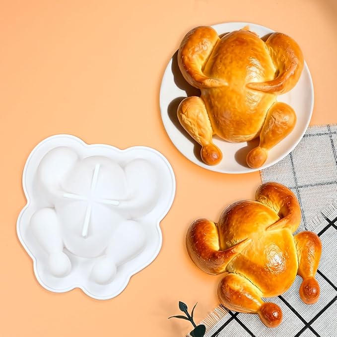 Silicone Mousse Mold, Christmas Turkey Silicone Cake Pan, Dishwasher Safe, Lightweight, Easy Storage, for Mousse Cake, Bread, Brownie (A_ Turkey)