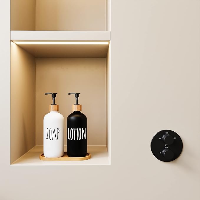Glass Lotion Dispenser,Refillable Matte Black Hand Lotion Dispenser Suitable for Bedroom,Body or Hand Lotion Bottle Rustic Bedroom Decor