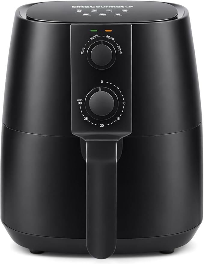 Elite Gourmet EAF4617 Electric Digital Hot Air Fryer, 1350Watts, Oil-Less Healthy Cooker, Timer & Temperature Controls, 4 Quart, Black