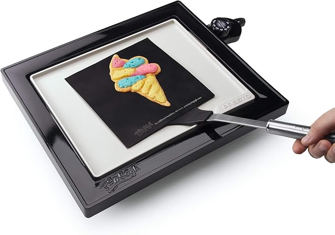 Presto 07080 PanGogh Cool Touch, Electric griddle, ideal size for small families, includes batter bottles & template for pancake art