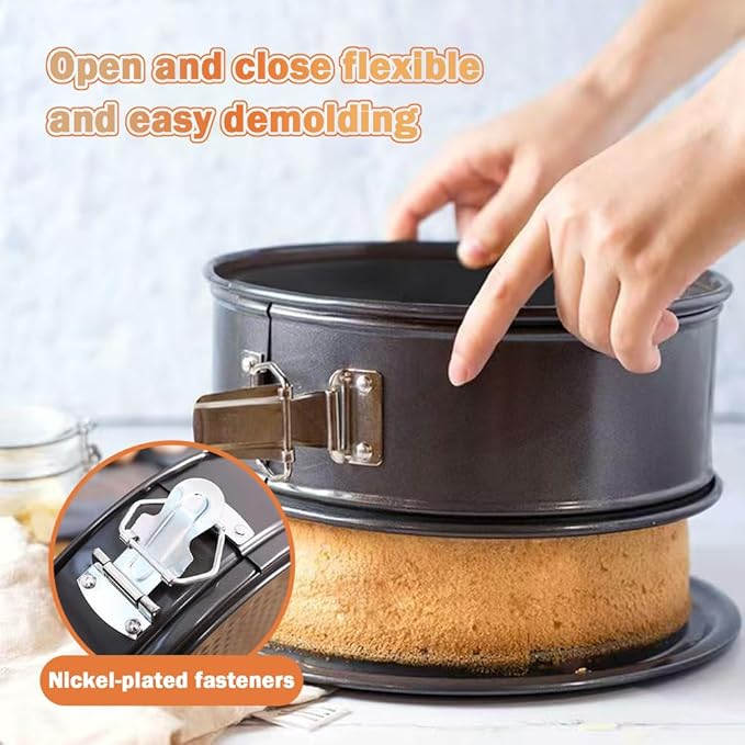 Springform Cake Pan, Cake Pan with 3 Different Size (9.5,10.2,11inch), Cake Molds for Baking with Removable Bottom, Non-Stick Bakeware for Effortless Baking（with 50 Pcs Parchment Paper Liners）