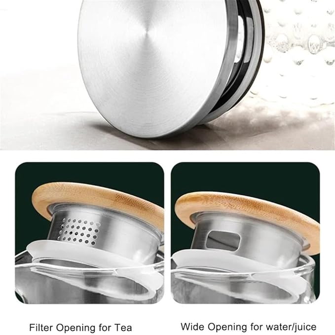 Cold kettle Glass Water Pitcher with Filter Lid and Pouring Spout Heat Resistant Glass Carafe for Hot Cold Beverages Homemade Ice Tea Bottle Water Pitcher Set for Hot/Cold Water(1.5L)
