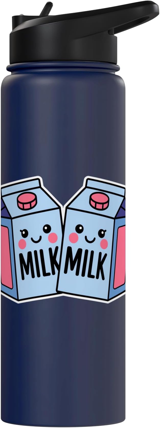 Milk Carton Kawaii Cute Smiling Milk Stainless Steel Insulated Water Bottle