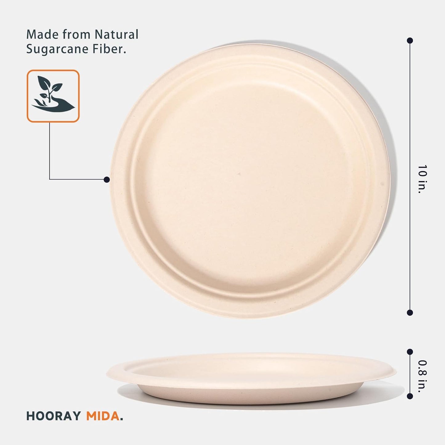 100% Compostable Paper Plates - 10 Inch, Bulk 300 Count - Disposable, Heavy Duty, Biodegradable Plates Made of Bagasse - Eco-Friendly, Large Size (White)