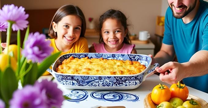 Spode Blue Italian Handled Serving Tray, Large Oven to Table Bakeware, Porcelain Lasagna Pan, Casserole Dish, Dishwasher and Oven Safe