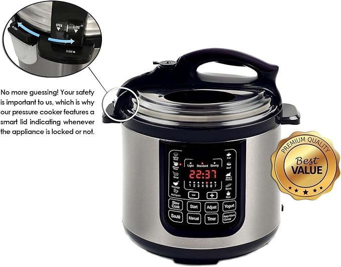 8 Quart Digital Pressure Cooker with 13 Pre-Set Multi-Function Features