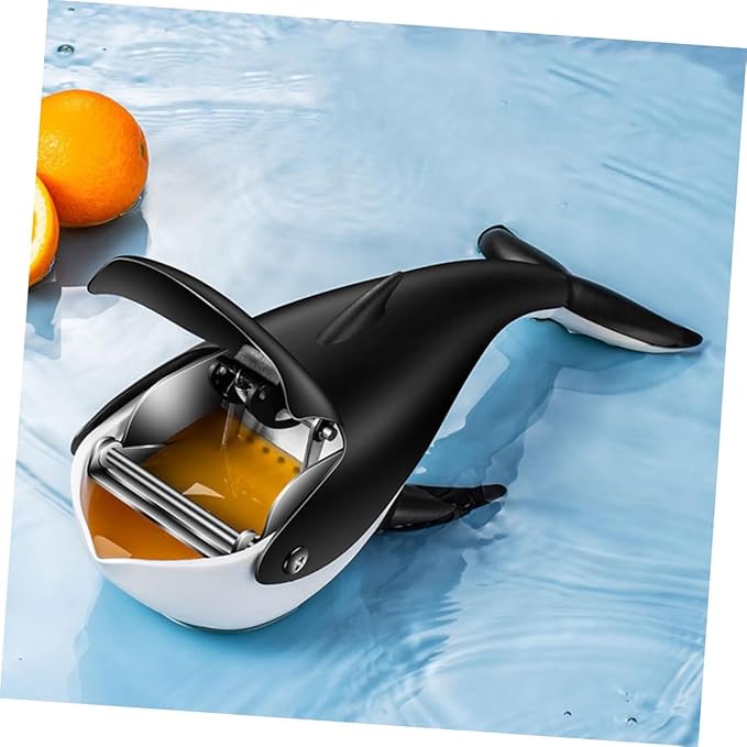 COLLBATH Whale Manual Citrus Juicer Large Orange and Lemon Squeezer Black Easy to Use Fruit Juice Presser for Home and Restaurant