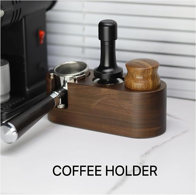 Walnut Wood Coffee Filter Holder, Espresso Tamper Mat Stand, Coffee Maker Support Base Rack, Barista Accessories(Red)