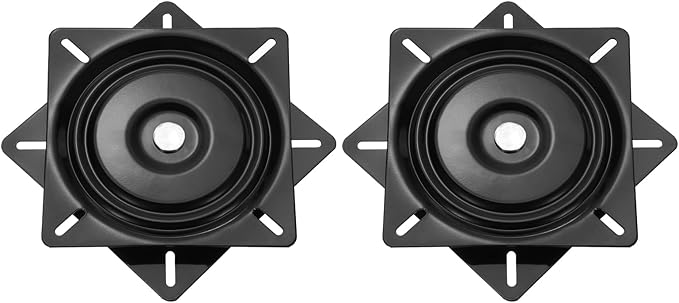uxcell 2Pcs 8" Bar Stool Swivel Replacement, 360° Rotation Lazy Susan Turntable, Square Ball Bearing Seat Swivel Base Mount Plate for Recliner Chair or Table, Black (200x1.5mm)