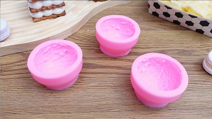 Patelai 3D Ice Cream Ball Shape Silicone Molds Cookie Pastry Mould Candle Soap Clay Mold for Wedding Cake Chocolate Dessert Pudding Mousse DIY Kitchen Baking(3 Pieces)