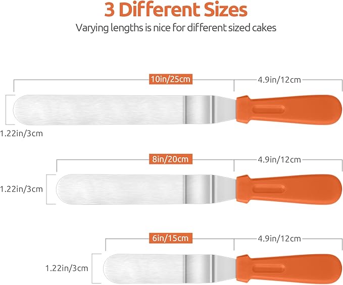 U-Taste 18/8 Stainless Steel Measuring Cups and Spoons Set and 18/0 Stainless Steel Offset Icing Spatula Set (Orange)