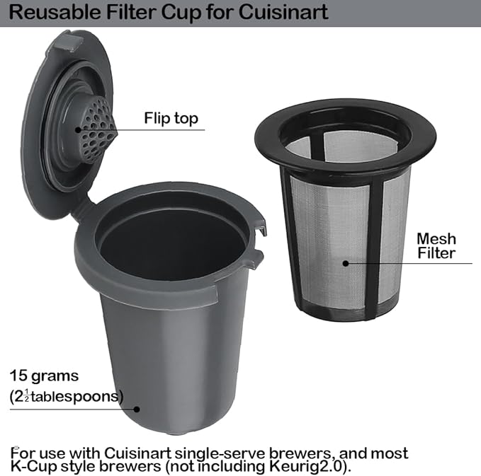 Replacement Parts 2pcs SS-RFC HomeBarista Reusable Filters Cup, Compatible with Cuisinart Single Serve Coffee Makers