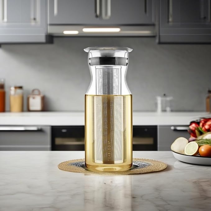 Teabloom Multi-Beverage Carafe (40 OZ / 1.2 L / 4-5 CUPS) – Brew and Serve Iced Tea, Cold Brew Tea and Fruit Infused Water – Cypress Carafe