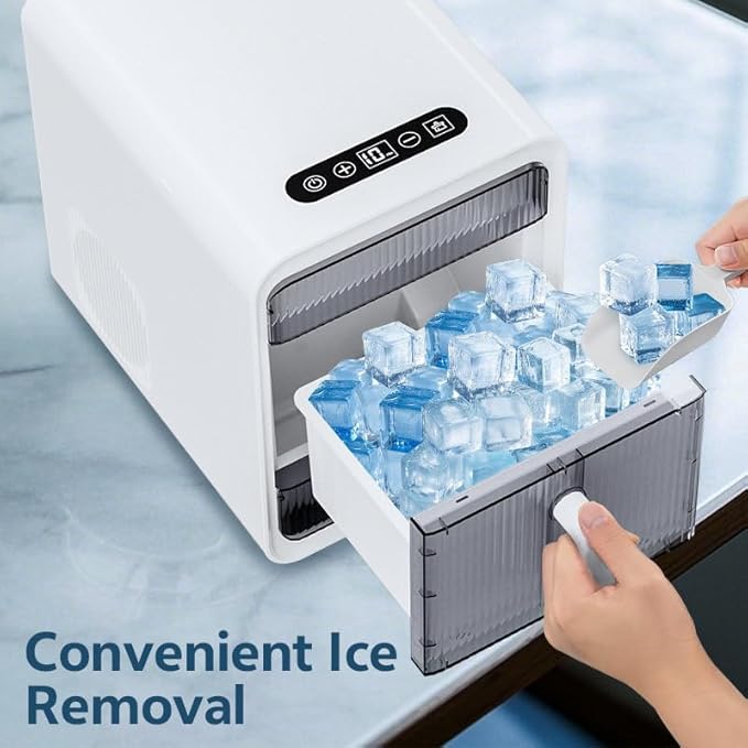 Clear Ice Maker, Makes 12 Ice Cubes in 10 Mins, Portable Self-Cleaning Countertop Ice Maker, Suitable for Whiskey, Vodka, Cocktails, Beer, Juice, Drinks and More
