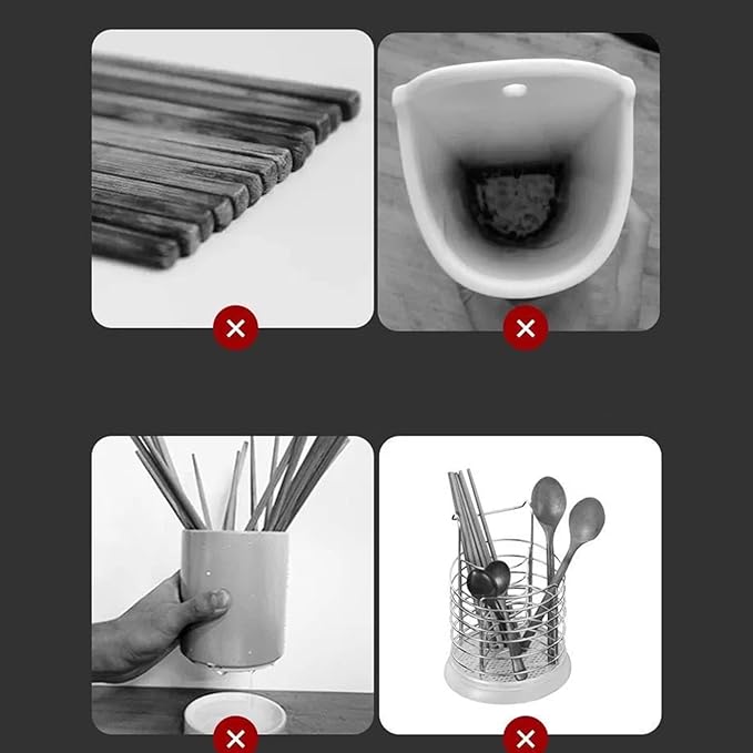 Utensil Drying Holder, Wall Mounted Utensil Organizer with Lid Multifunctional Chopstick Cage Punch Free Dustproof Draining Cage Kitchen Utensil Holder(Basic Black)
