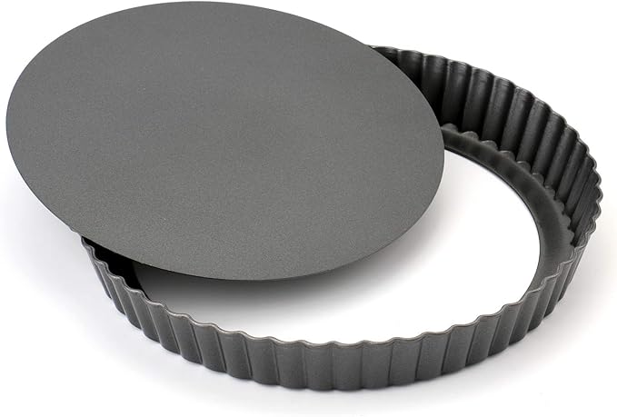 Tosnail Set of 3 Non-Stick Round Quiche Pan, 12 Inch, 10 Inch, 8 Inch Fruit Tart Pan, Fluted Pie Pan with Removable Bottoms