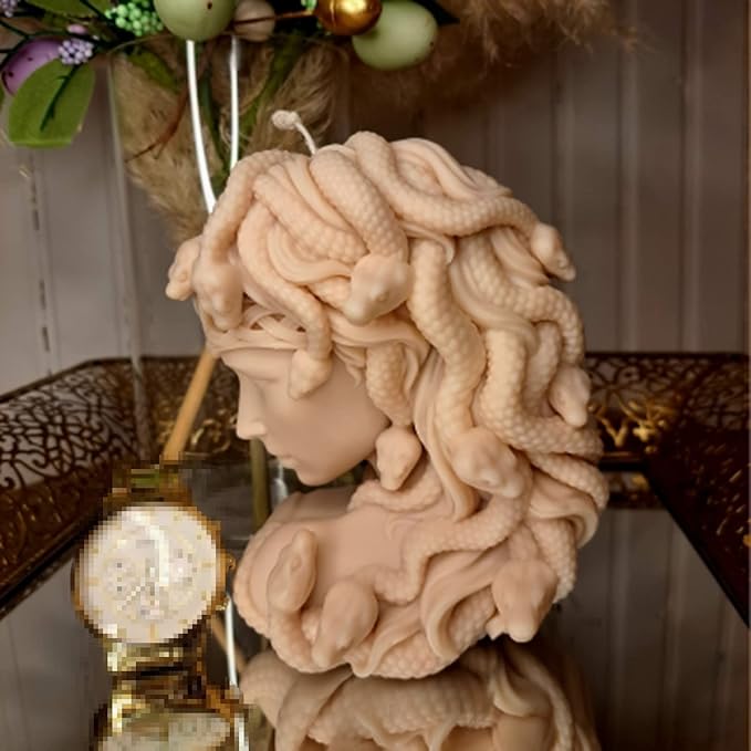 Large Realistic Medusa Snake Hair Face Silicone Molds, DIY Goddess Molds for Candle Making, Abstract face Aroma Gypsum Molds for Home Decor Art Crafts