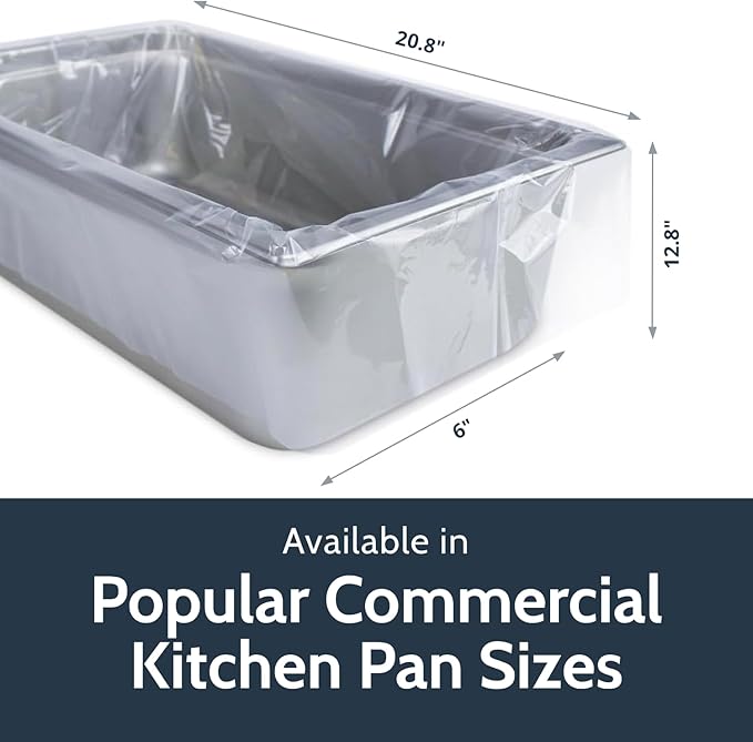 PanSaver Hotel Clear Pan Liners for Easy Clean Up - Disposable Buffet Pan Liners, Ovenable up to 400F (Full Shallow/Medium Pan Liner - 12 x 32 in)