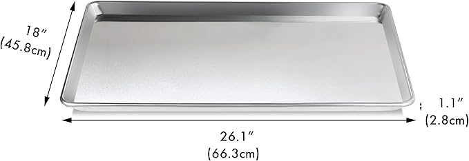 New Star Foodservice Commercial-Grade 18-Gauge Aluminum Sheet Pan/Bun Pan (18 L x26 W x1 H (Full Size) XL Size Measure Oven)