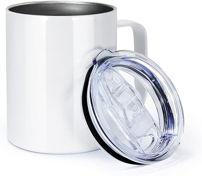 AGH 12OZ Sublimation Coffee Mug with Handle, 25Pack Stainless Steel Sublimation Tumblers with Handle, Vacuum Insulated Mug Cup with Lids for Travel Beer Tea.