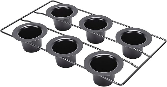 6 Cups Popover Pans, Nonstick Muffin Cupcake Pan, Pudding Cakes Bakeware Tray Mold Popover for Oven Baking Muffins Quiches Homemade Bakery Kitchen
