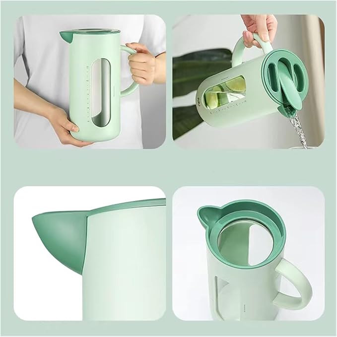 Pitcher Cold Kettle for Home, High Temperature Resistant, Cold Kettle Set, Glass Kettle, Cold Bubble Pot Water Jug (Color : Green)