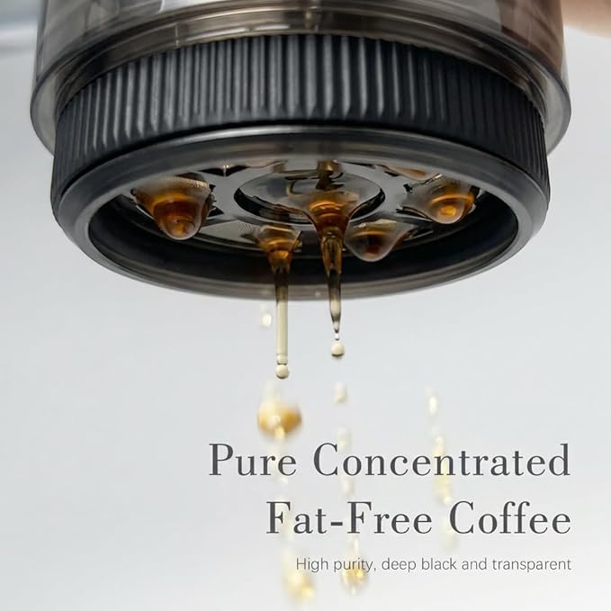 Portable Electric Coffee Maker (No Self-Heating, Requires Hot Water) – Compatible with K-Cup & Ground Coffee, 5oz Reservoir, Fast Extraction Single Serve Brewer for Camping, RV, Travel, Office – Black